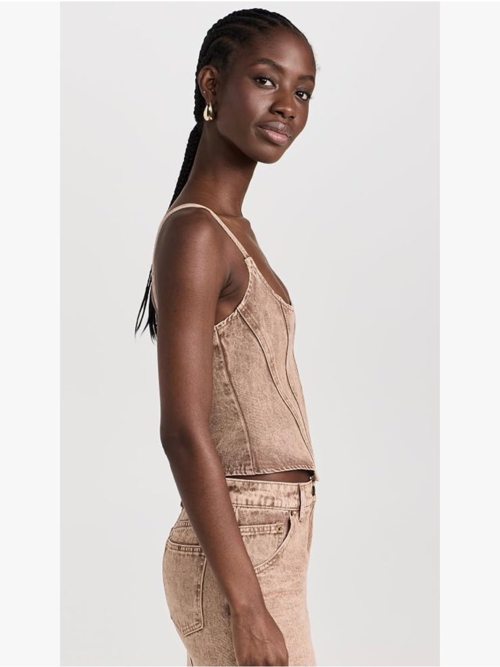 Lioness Capri Denim Taupe Corset Crop Top - Picture 7 of 8